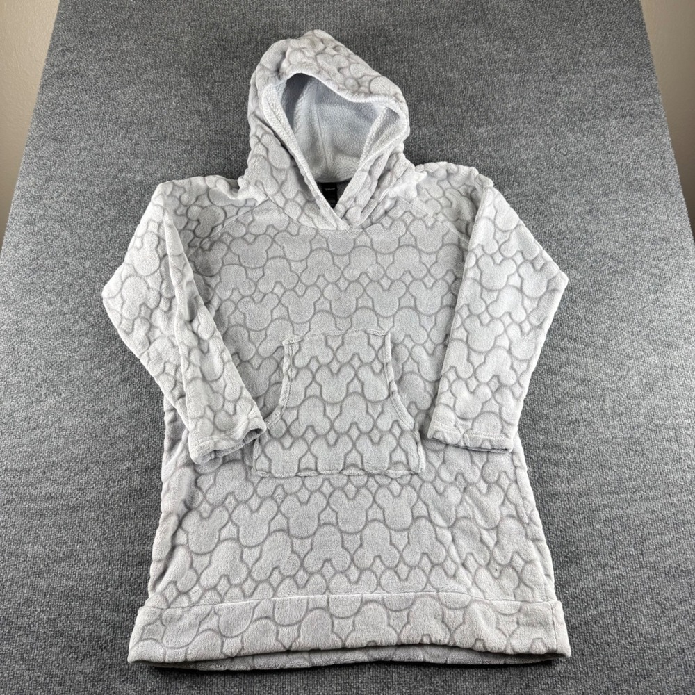 Disney Mickey Mouse Gray Faux Fur Embossed Hoodie Sweatshirt XL ZRL07331DCMK